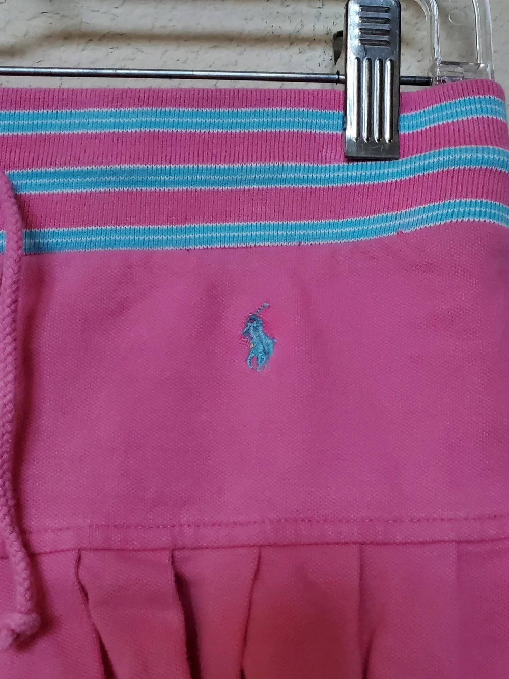 Ralph Lauren Pink Pleated Tennis Skirt with Striped Waistband.  Size 16